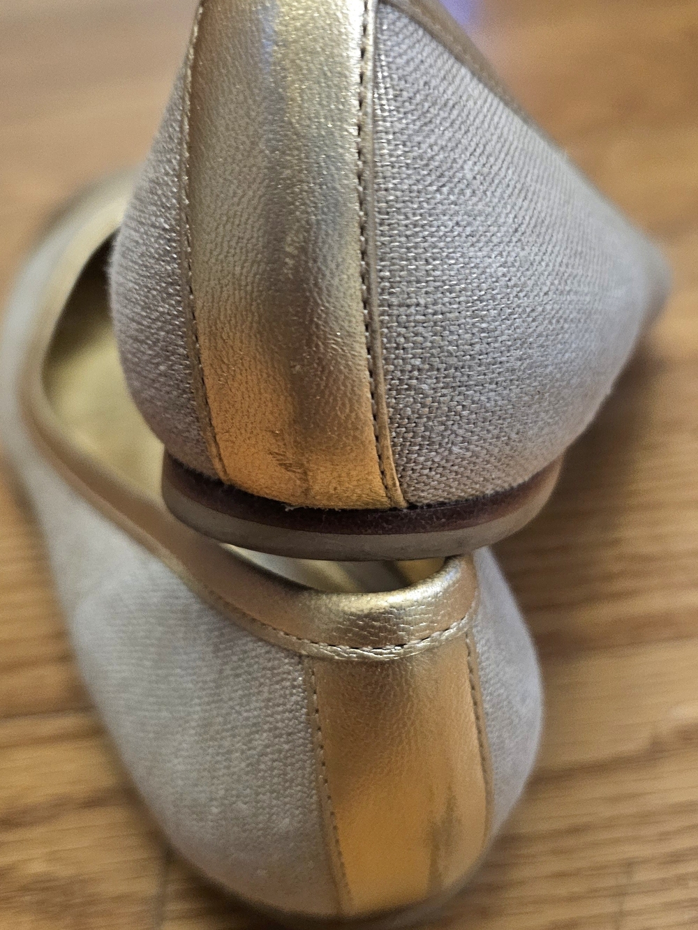 Ralph Lauren Gold Canvas Cap-Toe Ballet Flats Women's Size 7 - Picture 8 of 8
